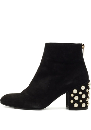 Stuart Weitzman faux-pearl suede ankle boots - Black