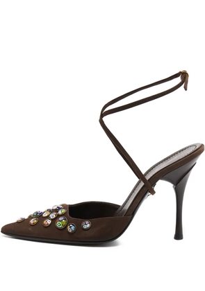 Casadei Vintage 110mm glass-embellishment sandals - Brown