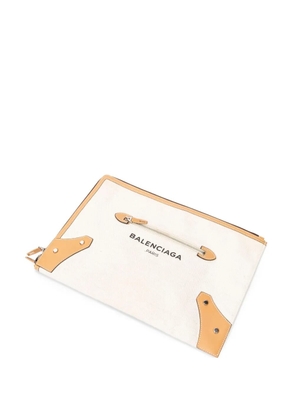 Balenciaga Pre-Owned logo zip clutch - Neutrals