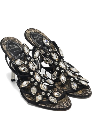 René Caovilla 100mm crystal-lace embellished heeled sandals - Black