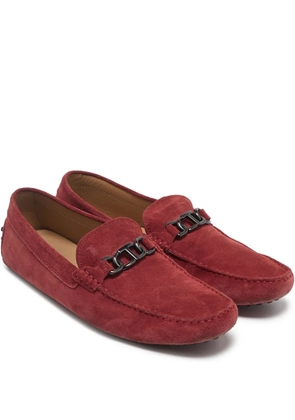 Tod's Vintage chain-detail suede loafers - Red