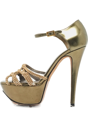 Gina crystal platform sandals - Gold