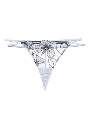 Fleur Du Mal Harper embroidery g-string - Blue