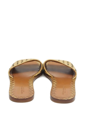Bottega Veneta Pre-Owned Intrecciato leather slides - Gold