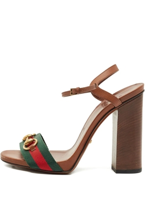 Gucci Pre-Owned Horsebit block-heel sandals - Brown