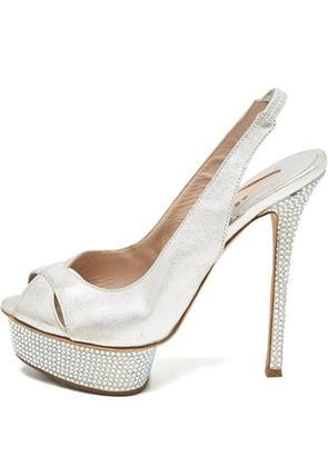 Le Silla crystal slingback platform sandal - Silver
