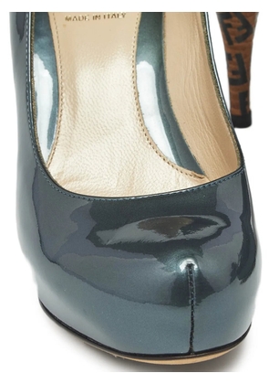 Fendi Pre-Owned platform logo-pattern pumps - Blue