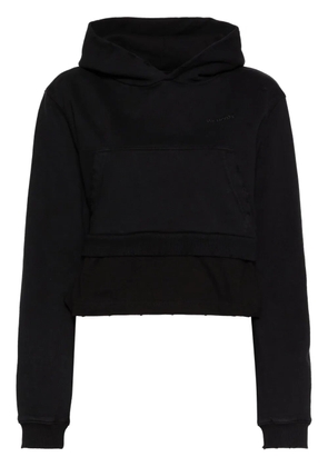 We11done faux-pearl embellishment layered hoodie - Black