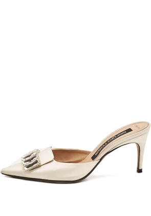 Sergio Rossi Vintage 80mm crystal satin mules - White