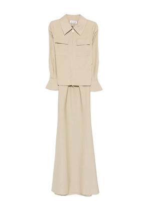 Self-Portrait zip-front layered maxi dress - Green