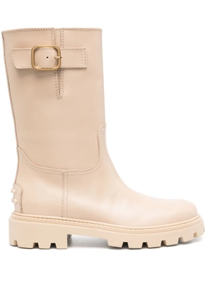 Tod's buckle-detail leather boots - Neutrals
