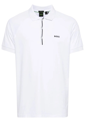 BOSS contrast panel polo shirt - White