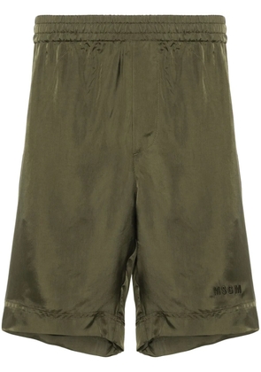 MSGM embroidered-logo track shorts - Green