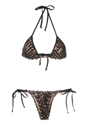 Amir Slama sequinned triangle bikini set - Black