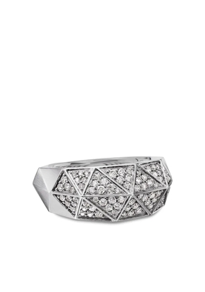 David Yurman sterling silver Torqued Faceted diamond signet ring (11.3mm)