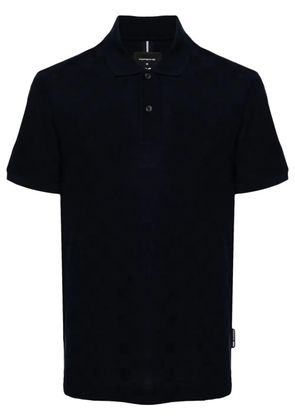 BOSS checkerboard-knit polo shirt - Blue