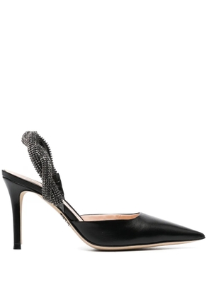 Rodo 95mm crystal-embellished leather pumps - Black