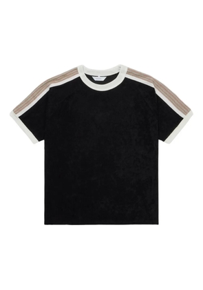 Sasquatchfabrix. stripe-detail velour T-shirt - Black