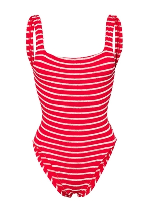 Hunza G candy-stripe crinkled swimsuit - Red