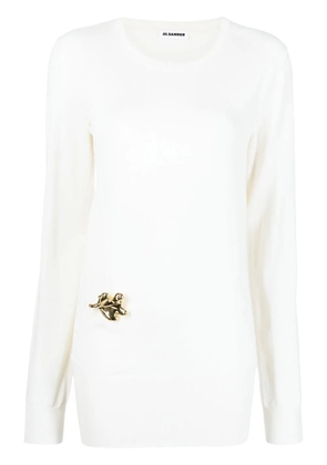 Jil Sander embellished crew-neck jumper - White