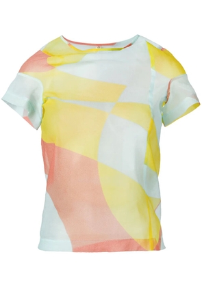 Comme Des Garçons Pre-Owned 1990s geometric-print sheer top - Blue