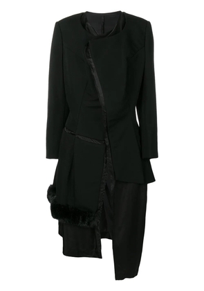 Comme Des Garçons Pre-Owned 1997's faux fur trim deconstructed coat - Black