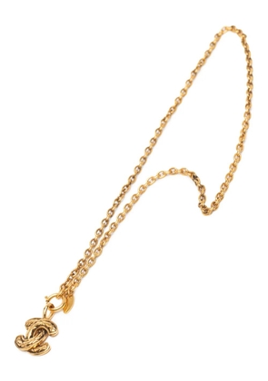 CHANEL Pre-Owned 1970-1980 Gold Plated Quilted CC Pendant Necklace costume necklace