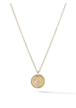 David Yurman 18kt yellow gold C Initial Charm diamond necklace