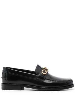 Gucci logo-lettering leather loafers - Black