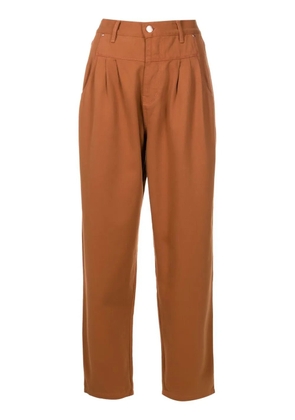 Amapô pleated cotton straight trousers - Brown