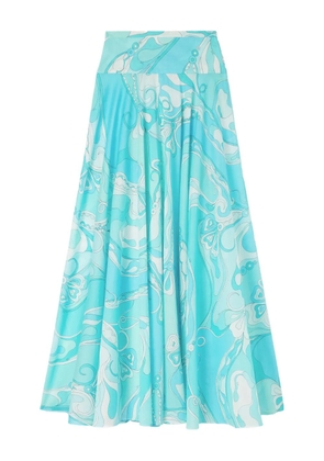 PUCCI Orchidee-print long skirt - Blue