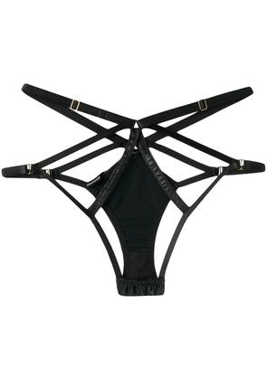 Something Wicked Jade satin open briefs - Black