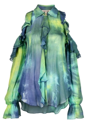 Roberto Cavalli tie-dye cold-shoulder blouse - Green