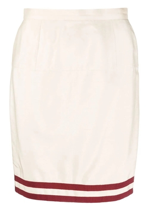 CHANEL Pre-Owned 1980s high-waisted silk pencil skirt - Neutrals