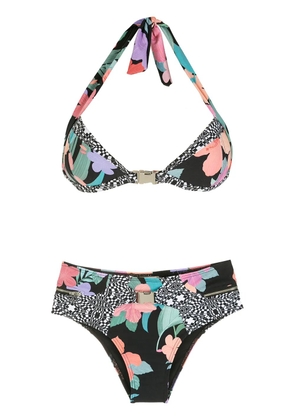 Amir Slama print Hibiscus bikini set - Black