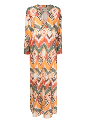 Bambah Argentina geometric-print maxi dress - Orange