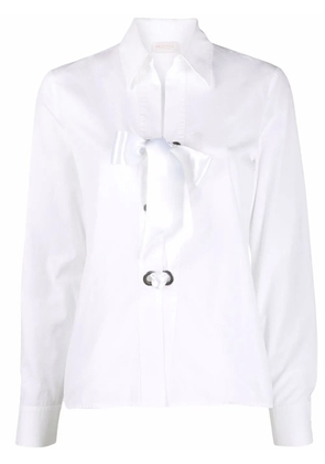 Valentino Garavani Pre-Owned 2000s V-neck bow-detailing shirt - White
