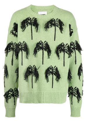Jil Sander Intarsia fringed cotton-blend jumper - Green