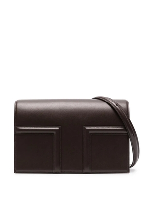 TOTEME T Flap leather crossbody bag - Brown