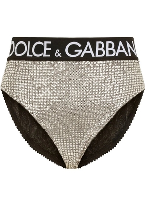 Dolce & Gabbana high-waisted crystal-embellished briefs - Black