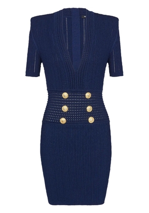 Balmain V-neck knitted dress - Blue