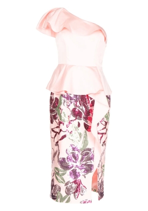 Marchesa Notte sequin-embellishment dress - Pink