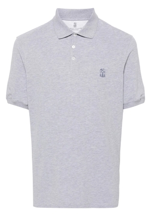 Brunello Cucinelli logo-print cotton polo shirt - Grey
