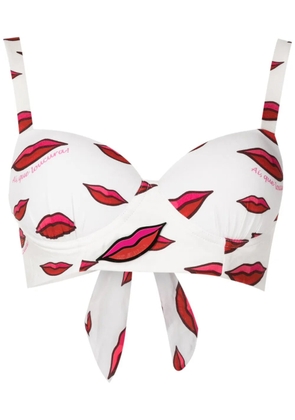 Amir Slama lip-print cropped top - White