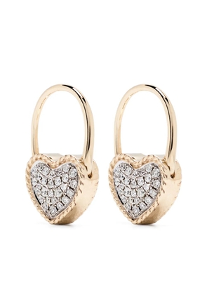 Yvonne Léon 9kt yellow gold Creole Cadenas Coeur diamond earring
