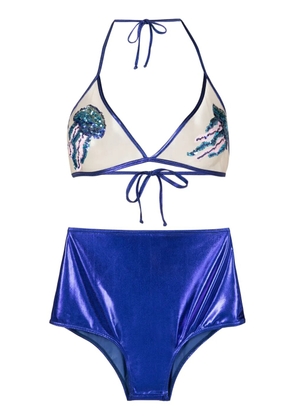 Brigitte Carnaval/Festival sequin-embellished metallic bikini - Red