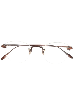 EQUE.M Izayoi round frame glasses - Brown