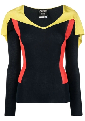 Jean Paul Gaultier Pre-Owned 2000s cape-detail colour-block jumper - Blue