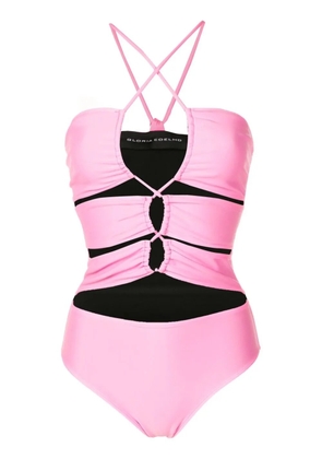 Gloria Coelho tie front reversible one-piece swimsuit - Pink
