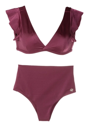 Brigitte V-neck high-waisted bikini - Purple